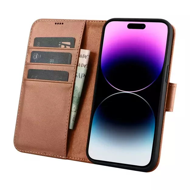 iCarer Wallet Case 2in1 Cover iPhone 14 Pro Max Leather Flip Cover Anti-RFID Brown (WMI14220728-BN) 14