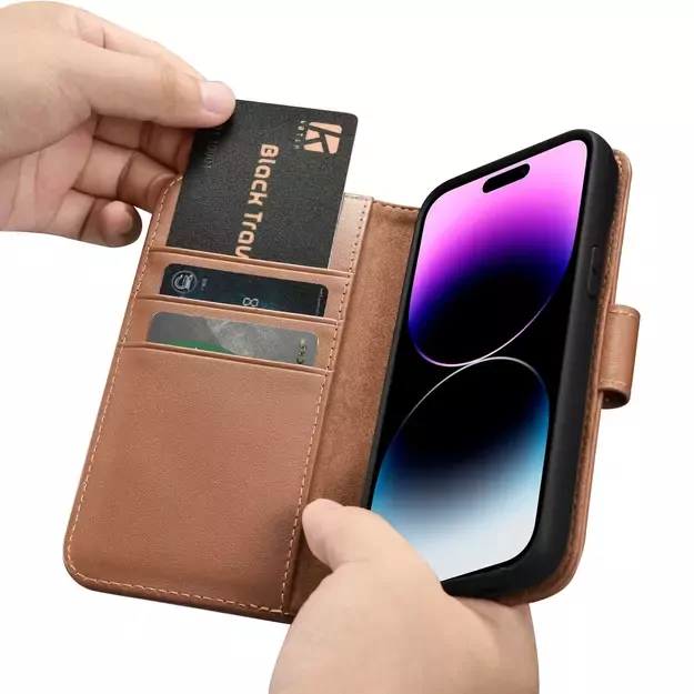 iCarer Wallet Case 2in1 Cover iPhone 14 Pro Max Leather Flip Cover Anti-RFID Brown (WMI14220728-BN) 27