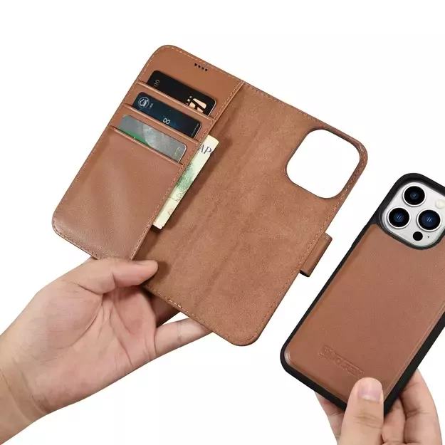 iCarer Wallet Case 2in1 Cover iPhone 14 Pro Max Leather Flip Cover Anti-RFID Brown (WMI14220728-BN) 25