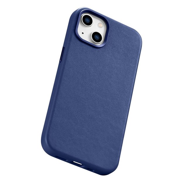 iCarer Case Leather cover for iPhone 14 Plus genuine leather case blue (compatible with MagSafe) 25