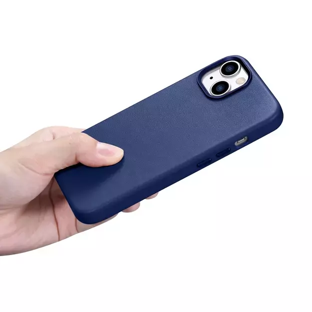 iCarer Case Leather cover for iPhone 14 Plus genuine leather case blue (compatible with MagSafe) 20