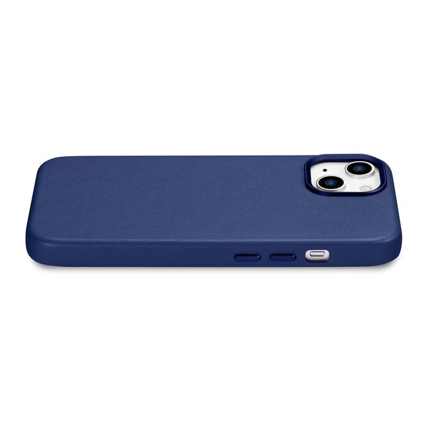 iCarer Case Leather cover for iPhone 14 Plus genuine leather case blue (compatible with MagSafe) 23