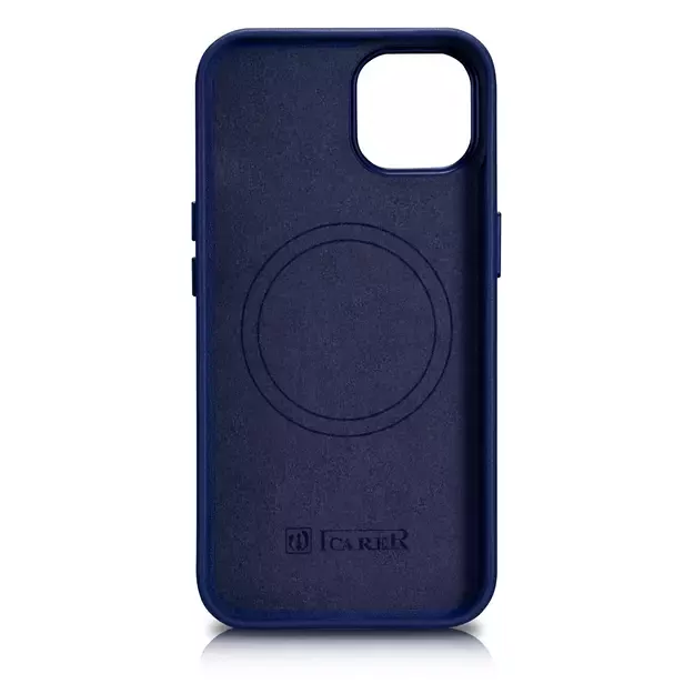 iCarer Case Leather cover for iPhone 14 Plus genuine leather case blue (compatible with MagSafe) 2