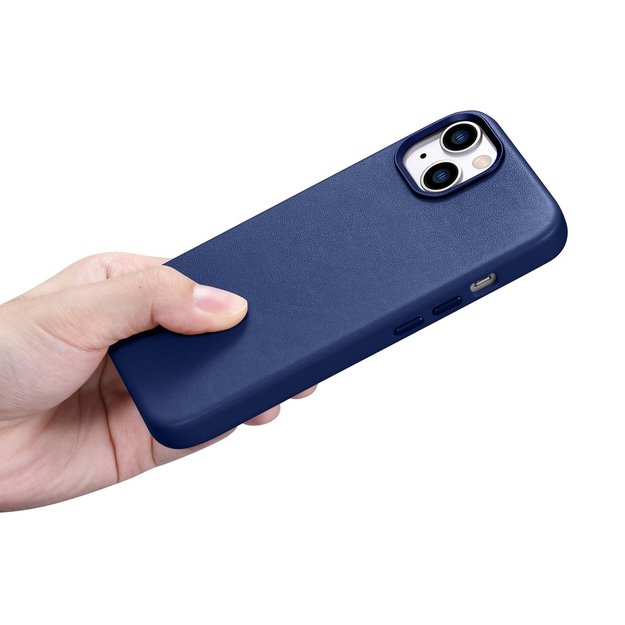 iCarer Case Leather cover for iPhone 14 Plus genuine leather case blue (compatible with MagSafe) 34