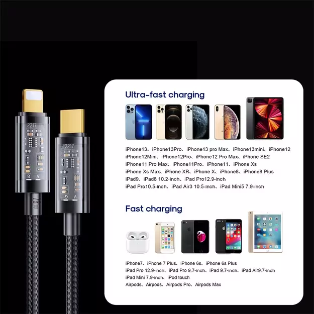 Joyroom S-CL020A12 Lightning / USB-C PD cable 20W 1.2m - black 14