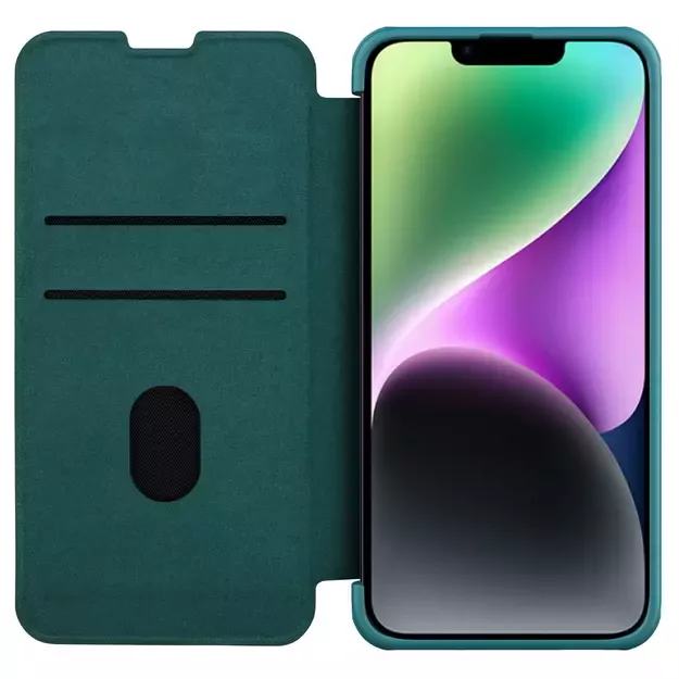 Nillkin Qin Leather Pro Case iPhone 14 Plus Camera Cover Holster Cover Flip Case Green 14