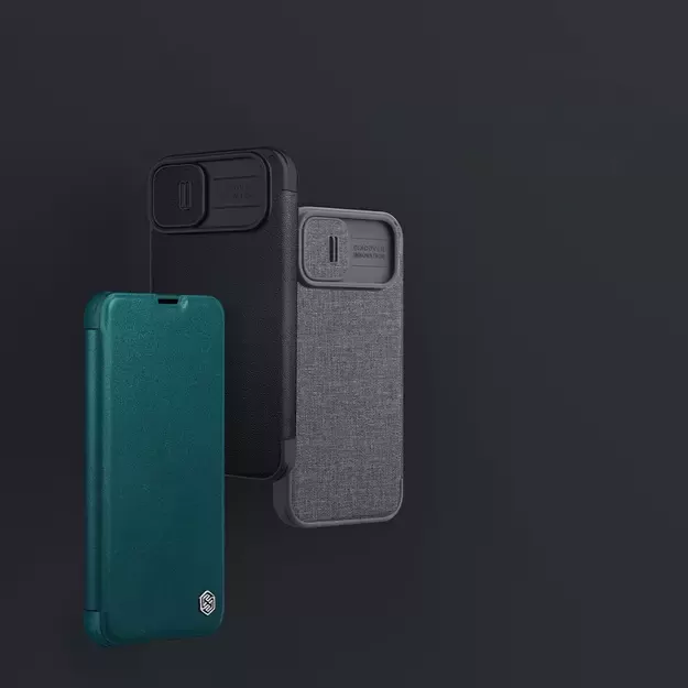 Nillkin Qin Leather Pro Case iPhone 14 Plus Camera Cover Holster Cover Flip Case Green 17