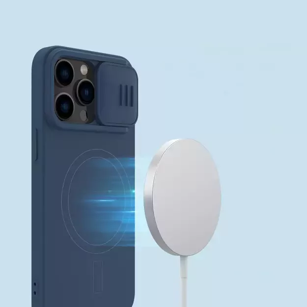 Nillkin CamShield Magnetic Silicone Case iPhone 14 Pro Max Magnetic MagSafe Cover with Camera Protector Blue 8