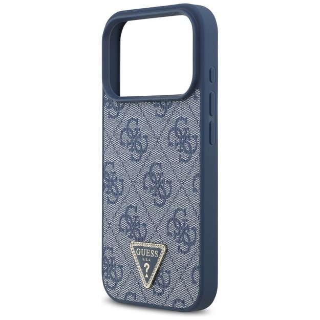 Guess Leather 4G Triangle Strass MagSafe Case for iPhone 17 Pro - Blue 5