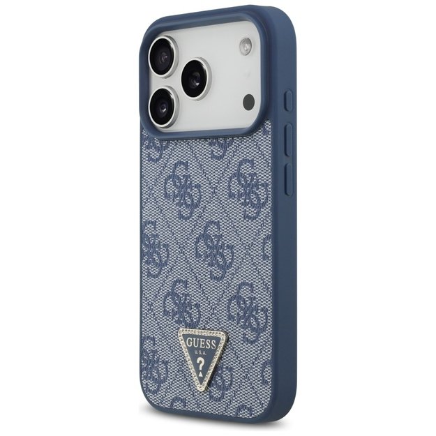 Guess Leather 4G Triangle Strass MagSafe Case for iPhone 17 Pro - Blue 1