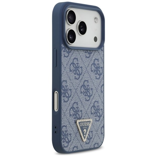 Guess Leather 4G Triangle Strass MagSafe Case for iPhone 17 Pro - Blue 3