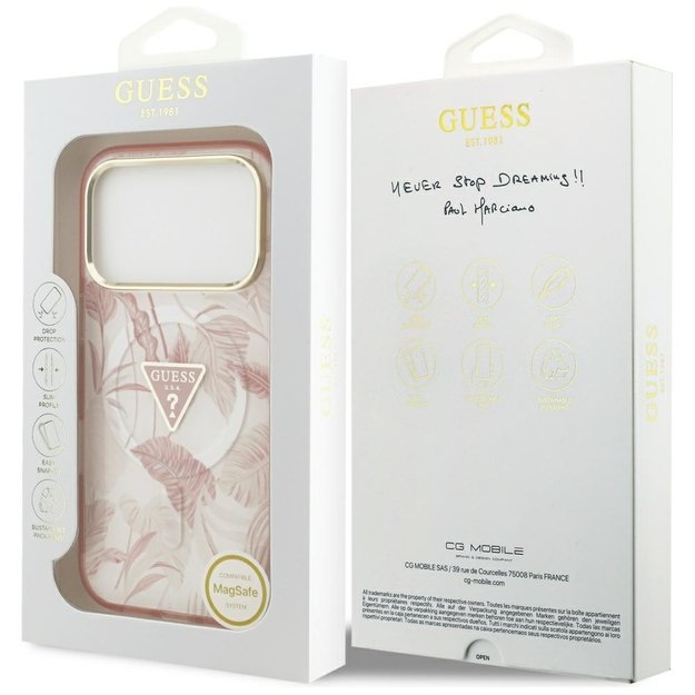 Guess Jungle Tonal Triangle MagSafe Case for iPhone 17 Pro Max - Pink 7