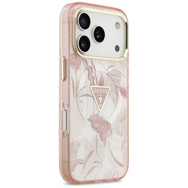Guess Jungle Tonal Triangle MagSafe Case for iPhone 17 Pro Max - Pink 3