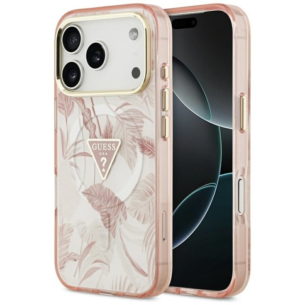Guess Jungle Tonal Triangle MagSafe Case for iPhone 17 Pro Max - Pink