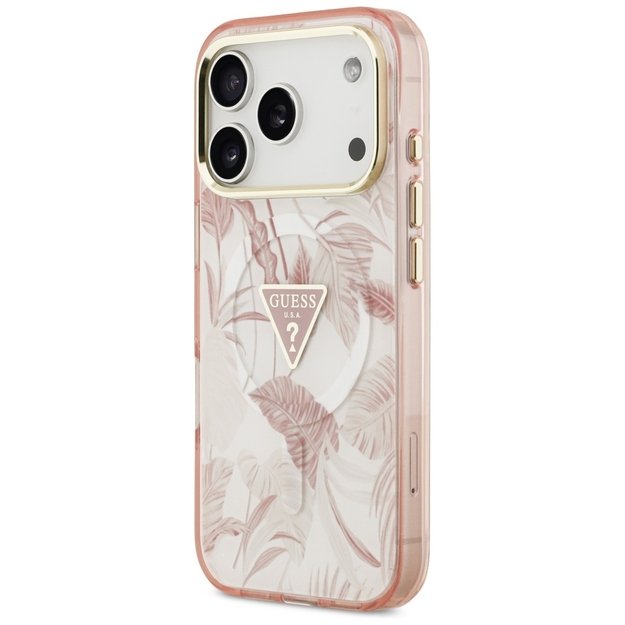 Guess Jungle Tonal Triangle MagSafe Case for iPhone 17 Pro Max - Pink 1