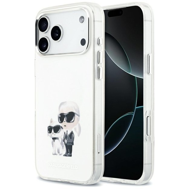 Karl Lagerfeld IML Aquarelle Karl &amp  Choupette &amp  Logo MagSafe Case for iPhone 17 Pro Max - White