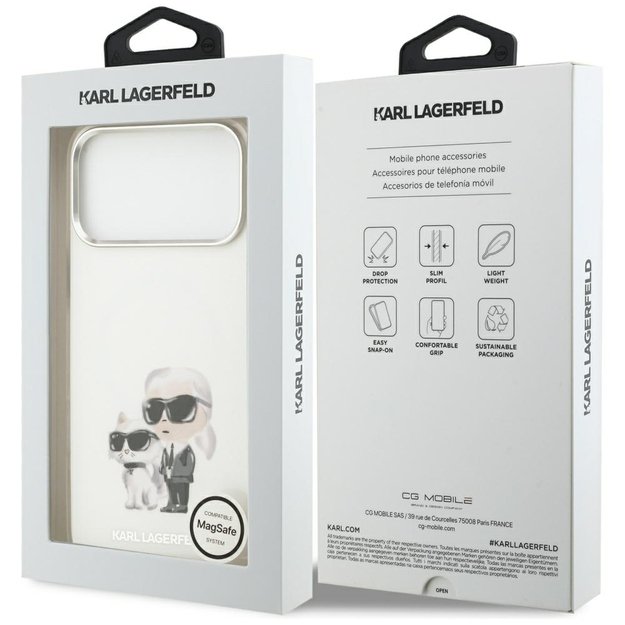 Karl Lagerfeld IML Aquarelle Karl &amp  Choupette &amp  Logo MagSafe Case for iPhone 17 Pro Max - White 7