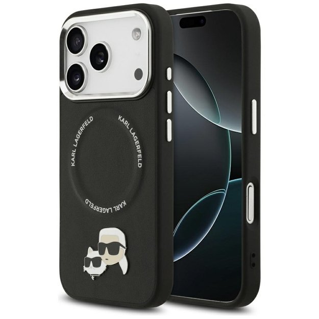 Karl Lagerfeld Karl &amp  Choupette Pins MagSafe Case for iPhone 17 Pro Max - Black