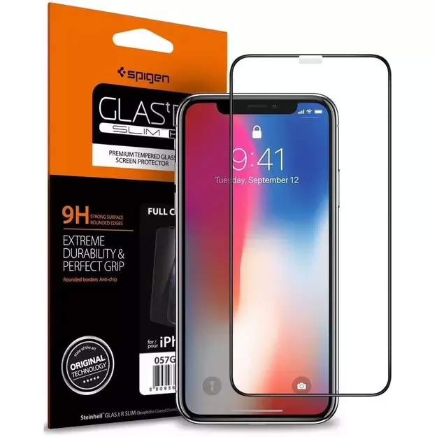 Spigen Glass FC Tempered Glass with Black Frame for iPhone X / XS / 11 Pro