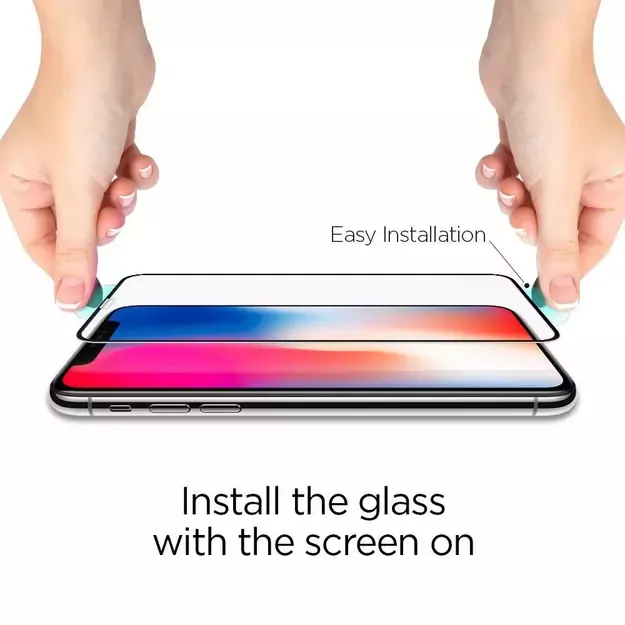 Spigen Glass FC Tempered Glass with Black Frame for iPhone X / XS / 11 Pro 18