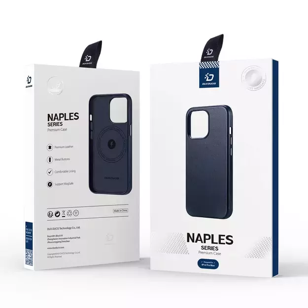 Dux Ducis Naples case iPhone 14 Pro Max magnetic leather case MagSafe blue 14