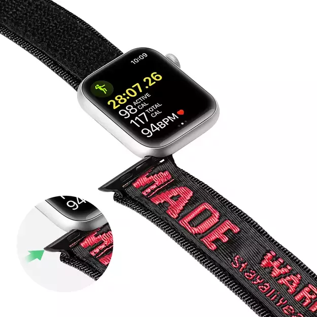 Dux Ducis Strap (Outdoor Version) Apple Watch Ultra Strap, SE, 9, 8, 7, 6, 5, 4, 3, 2, 1 (49, 45, 44, 42 mm) Nylon Band Bracelet Black and Red 8