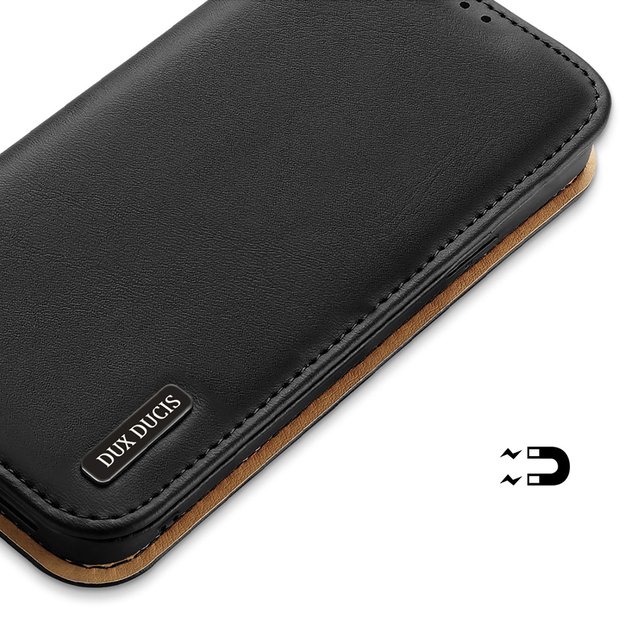 Dux Ducis Hivo Leather Flip Cover Genuine Leather Wallet for Cards and Documents iPhone 14 Plus Black 32