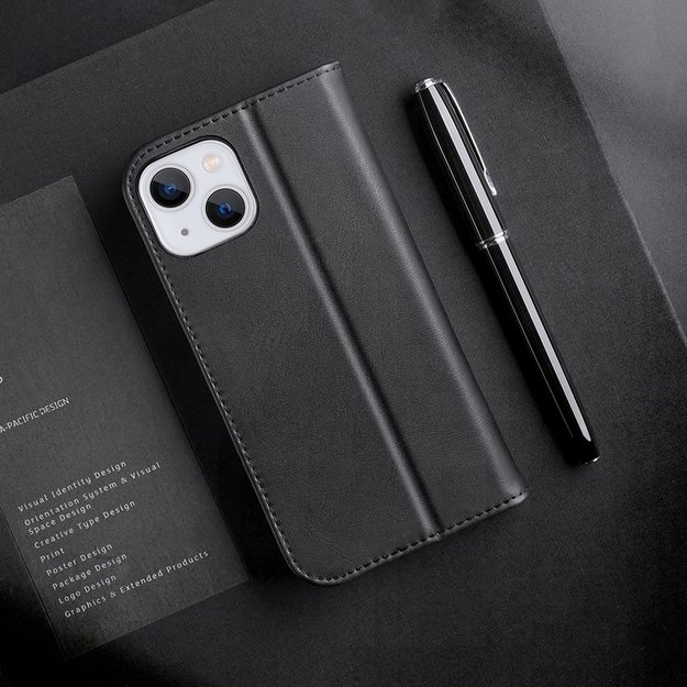 Dux Ducis Hivo Leather Flip Cover Genuine Leather Wallet for Cards and Documents iPhone 14 Plus Black 37