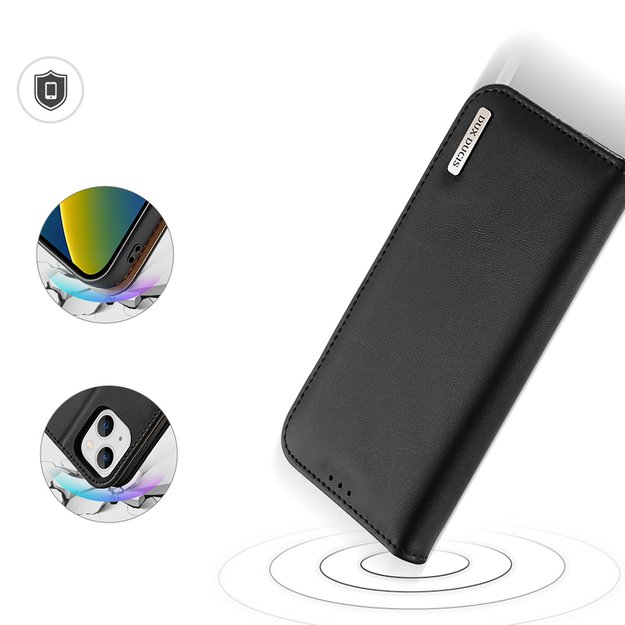Dux Ducis Hivo Leather Flip Cover Genuine Leather Wallet for Cards and Documents iPhone 14 Plus Black 28