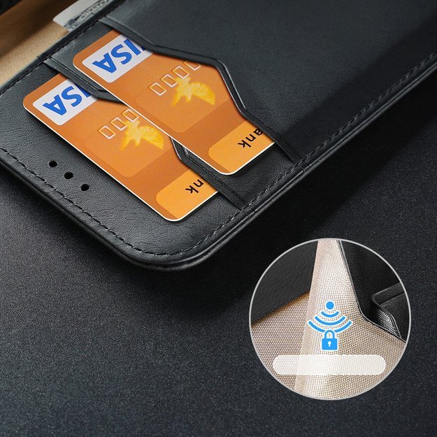 Dux Ducis Hivo Leather Flip Cover Genuine Leather Wallet for Cards and Documents iPhone 14 Plus Black 42