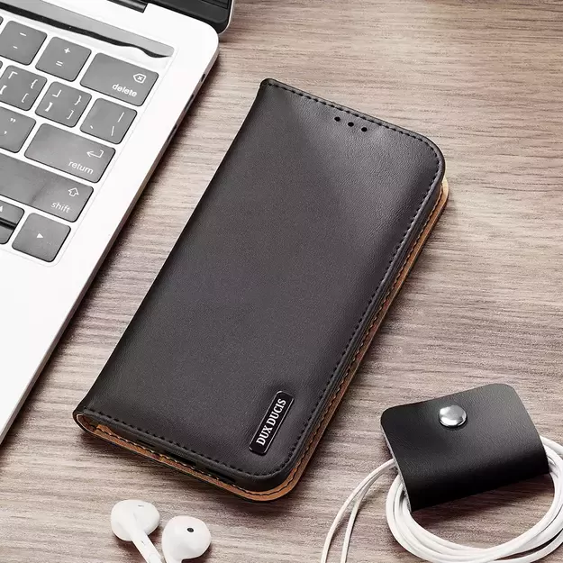 Dux Ducis Hivo Leather Flip Cover Genuine Leather Wallet for Cards and Documents iPhone 14 Plus Black 24