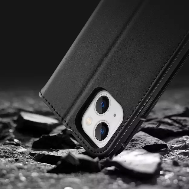 Dux Ducis Hivo Leather Flip Cover Genuine Leather Wallet for Cards and Documents iPhone 14 Plus Black 19