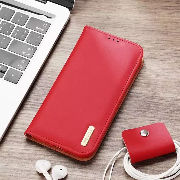 Dux Ducis Hivo Leather Flip Cover Genuine Leather Wallet for Cards and Documents iPhone 14 Plus Black 25