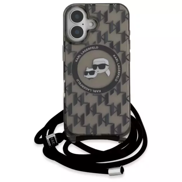 Karl Lagerfeld IML Crossbody Monogram Karl &amp  Choupette Head MagSafe iPhone 16 Case - Black 1