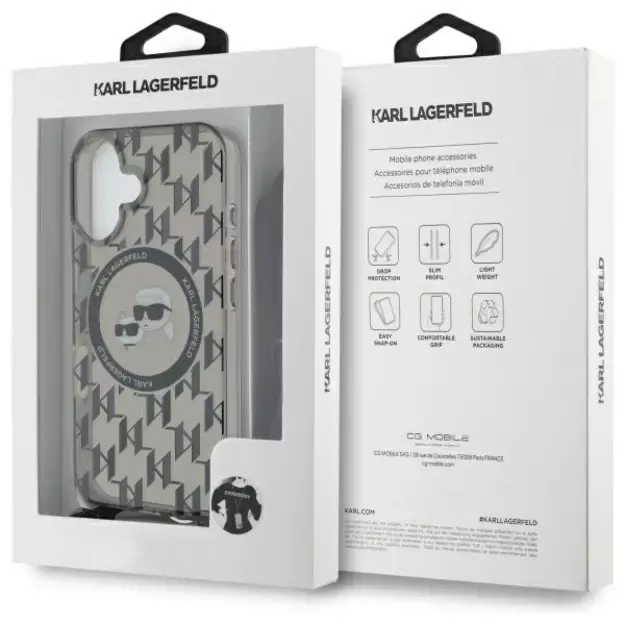 Karl Lagerfeld IML Crossbody Monogram Karl &amp  Choupette Head MagSafe iPhone 16 Case - Black 6