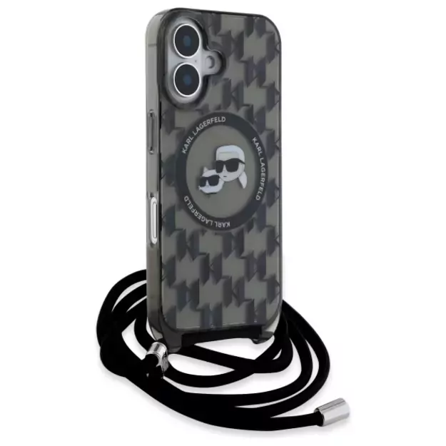 Karl Lagerfeld IML Crossbody Monogram Karl &amp  Choupette Head MagSafe iPhone 16 Case - Black 2
