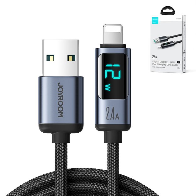 Joyroom Prism Series A16 Lightning / USB-A Cable 2.4A 1.2m with LED Display - Black 13