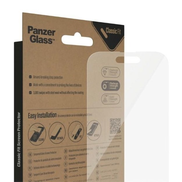 PanzerGlass Classic Fit antibacterial glass for iPhone 14 Pro 4