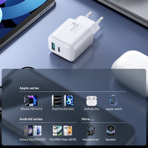 Joyroom JR-TCF21 network charger USB-C / USB-A 20W PD / QC 3.0 - white 12