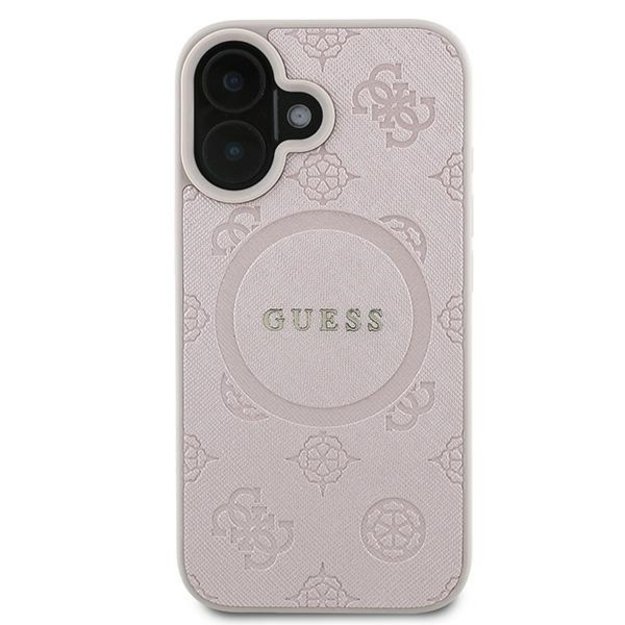Guess Saffiano Peony Classic Logo MagSafe iPhone 16 Plus Case - Pink 2