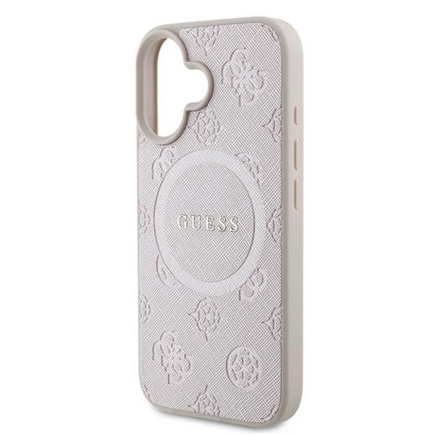 Guess Saffiano Peony Classic Logo MagSafe iPhone 16 Plus Case - Pink 5
