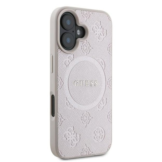 Guess Saffiano Peony Classic Logo MagSafe iPhone 16 Plus Case - Pink 3