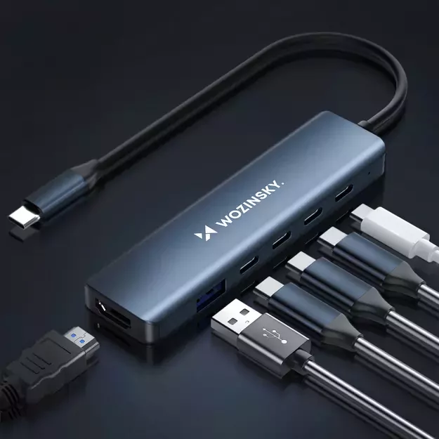 USB-C 6 in 1 Hub Wozinsky WHBC10Y4S Multifunctional, Aluminum, with 25 cm Cable - Gray 3