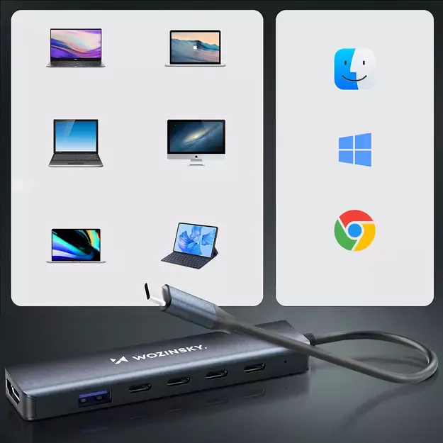USB-C 6 in 1 Hub Wozinsky WHBC10Y4S Multifunctional, Aluminum, with 25 cm Cable - Gray 5