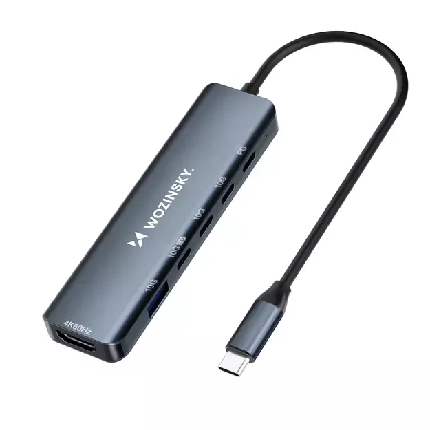 USB-C 6 in 1 Hub Wozinsky WHBC10Y4S Multifunctional, Aluminum, with 25 cm Cable - Gray 1