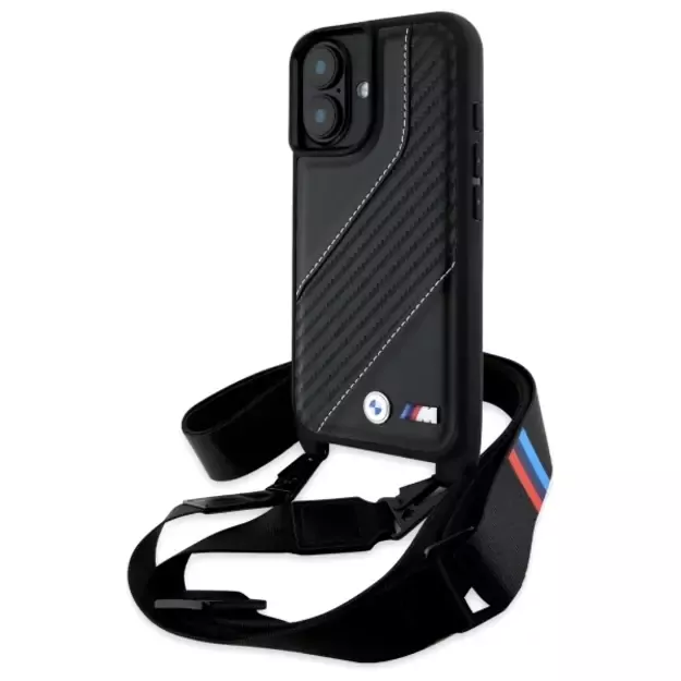 BMW M Edition Carbon Stripe &amp  Strap iPhone 16 Case - Black