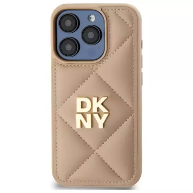 DKNY Quilted Stack Logo iPhone 15 Pro Case - Beige 9