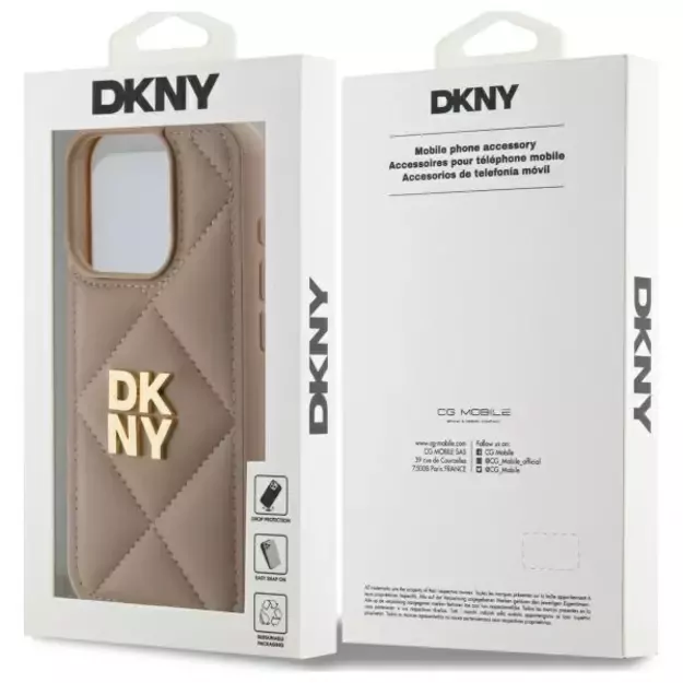 DKNY Quilted Stack Logo iPhone 15 Pro Case - Beige 14