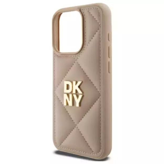 DKNY Quilted Stack Logo iPhone 15 Pro Case - Beige 12