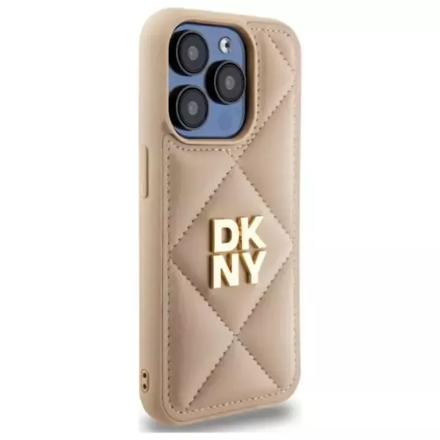 DKNY Quilted Stack Logo iPhone 15 Pro Case - Beige 10